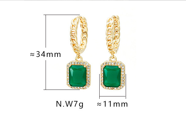 IVIAPRO Jewelry New Arrival 18K Gold Plated Rectangle Pendant Cubic Zircon Hoop Earrings for Women