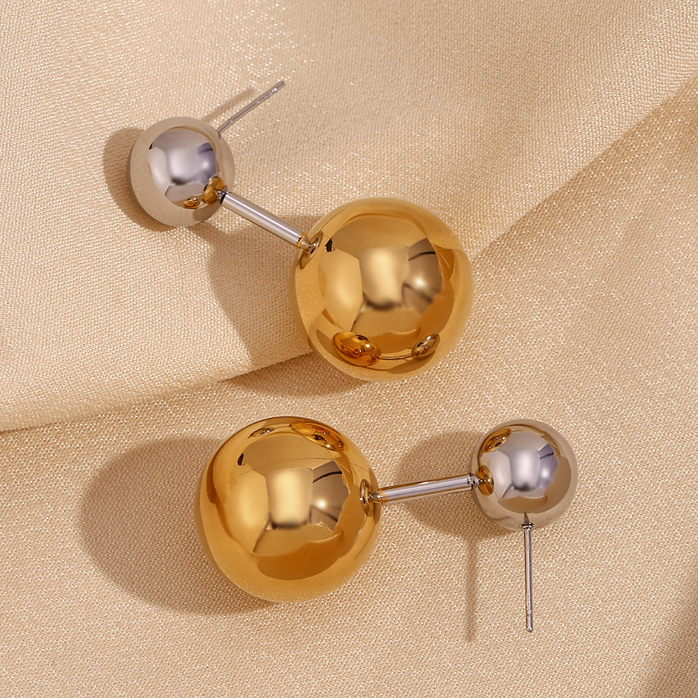 New Trendy PVD Gold Plated Ball Dangle Drop Earrings Stainless Steel Stud Earrings for Women