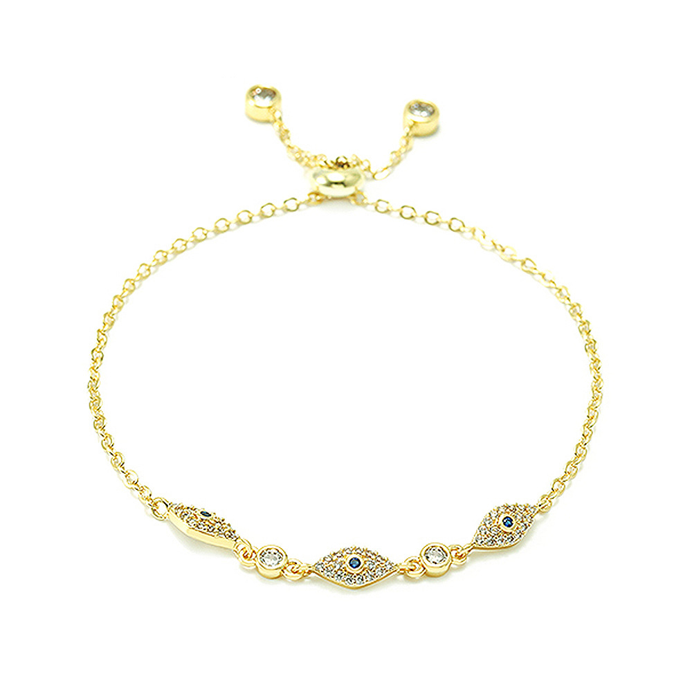 IVIAPRO Fashion Jewelry Brass with 18K Gold Plated Cubic Zircon Evil Eye Necklace for Women