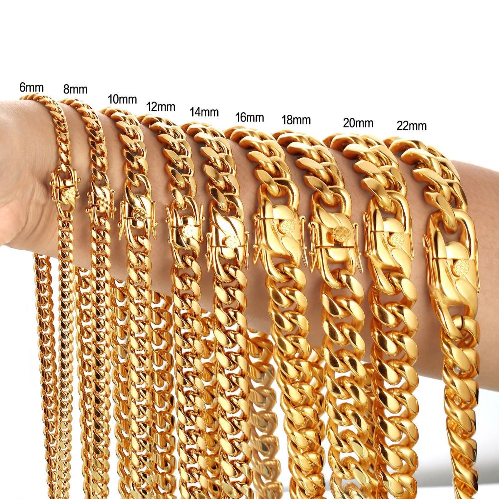 IVIAPRO Fashion Jewelry Wholesale 18K Gold Plated Tarnish Free Stainless Steel Cuban Chain Necklace for Women and Men