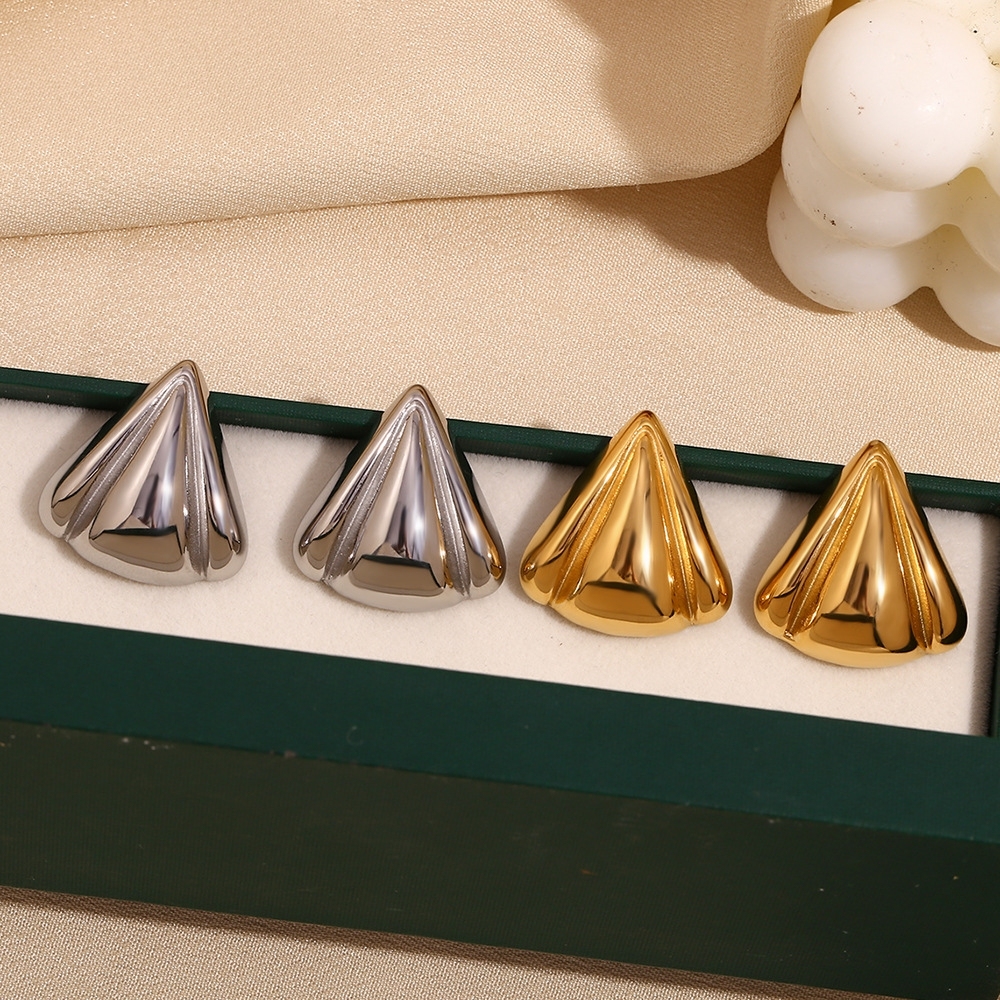 New Arrival Geometric Earrings Stainless Steel Jewelry 18K Gold Plated Triangle Stud Earring for Women