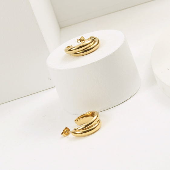 IVIAPRO New Arrival PVD 18K Gold Plated Classic Hoop Earrings Trendy Stainless Steel Earrings for Women