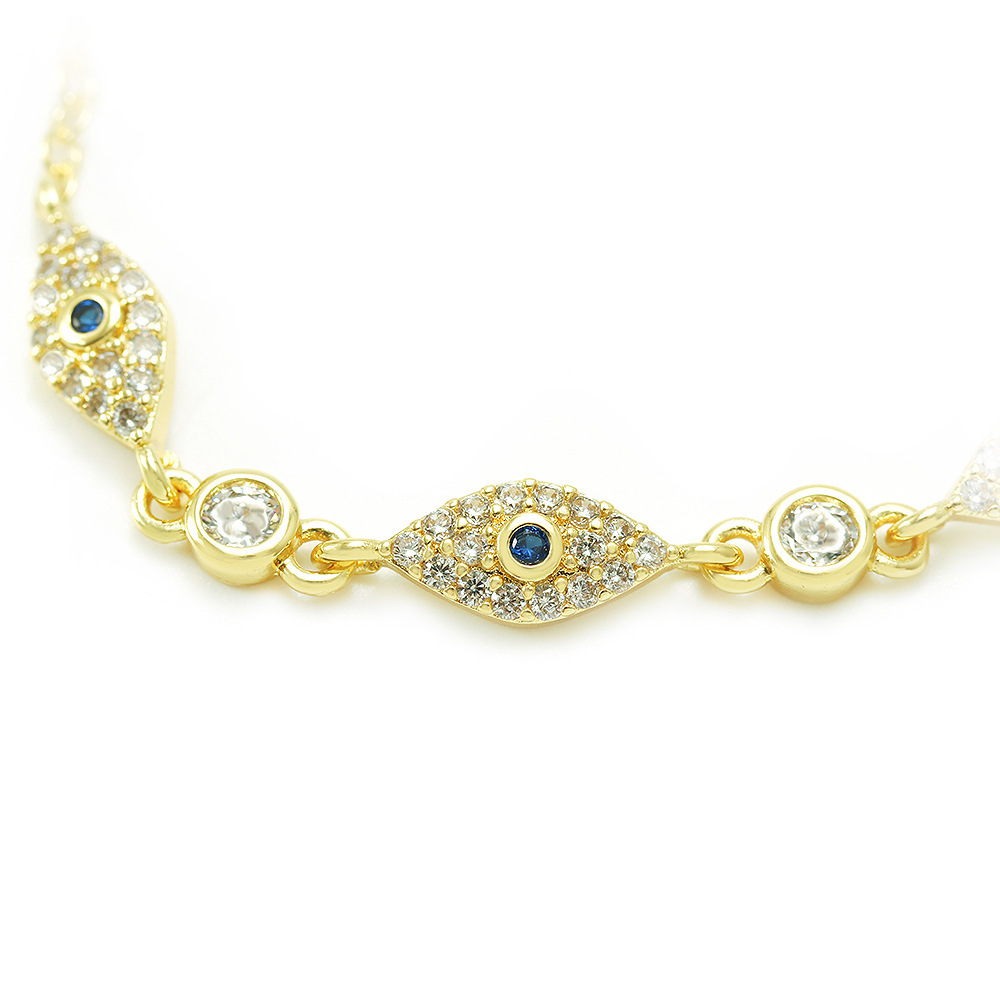 IVIAPRO Fashion Jewelry Brass with 18K Gold Plated Cubic Zircon Evil Eye Necklace for Women