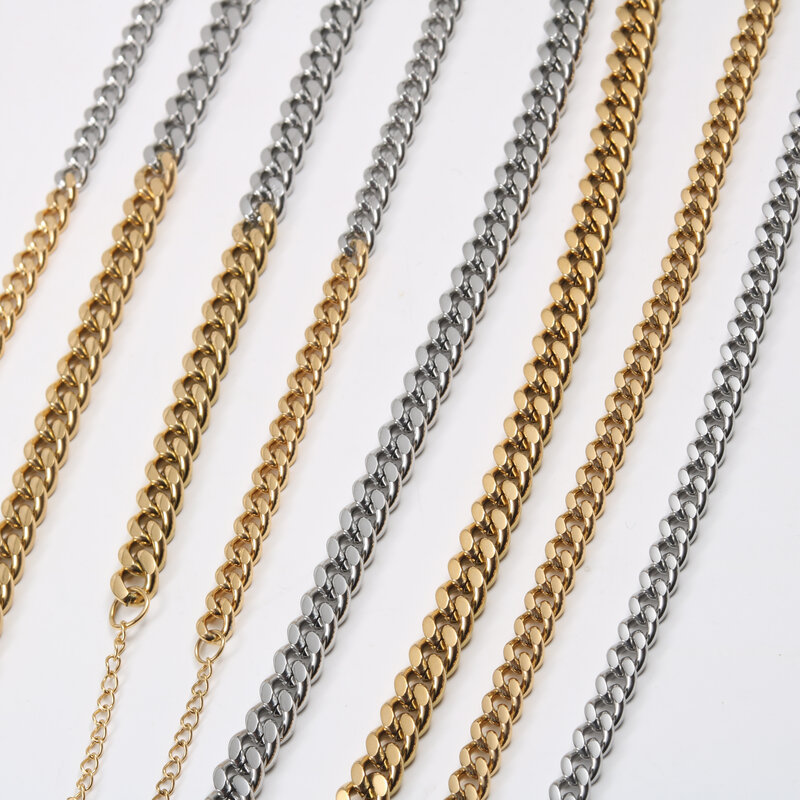 IVIAPRO Jewelry Trendy 18K Gold Plated Chunky Two Tone Gold and Silver Cuban Chain Stainless Steel Necklace