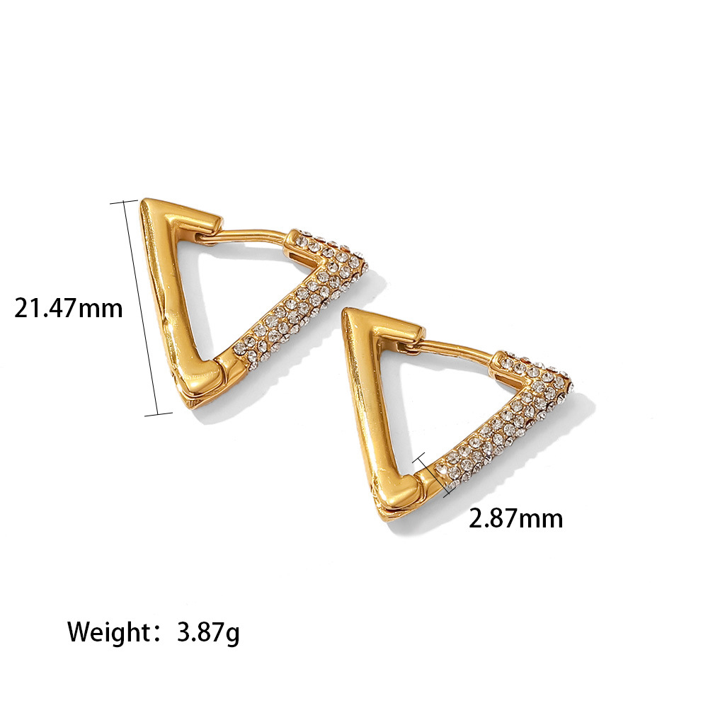 IVIAPRO Jewelry Tarnish Free and Waterproof Stainless Steel PVD 18K Gold Plated CZ Triangle Hoop Earrings for Women