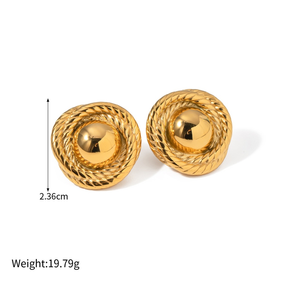 Fashion Jewelry Wholesale Stainless Steel Geometric Round Stud Earring 18K PVD Gold Plated Vintage Stud Earrings for Women