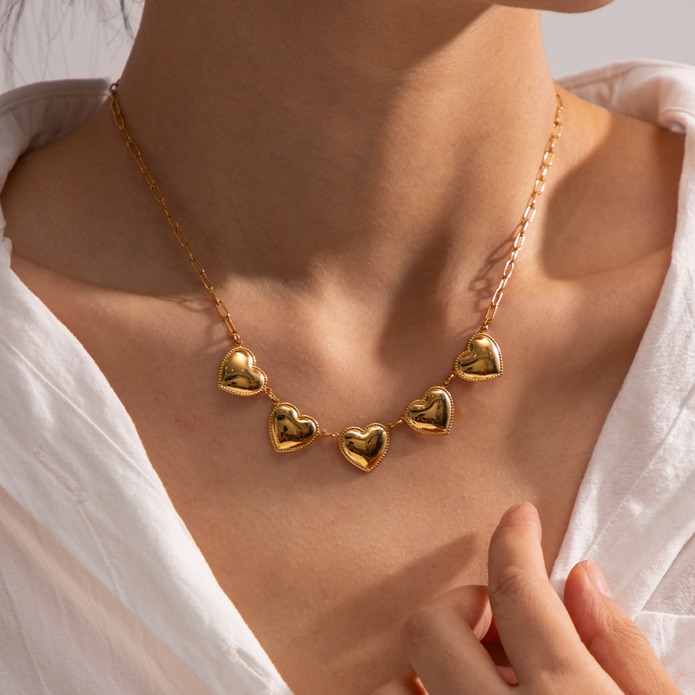 IVIAPRO New Trendy PVD 18K Gold Plated Tarnish Free Heart Pendant Necklace Stainless Steel Jewelry Wholesale