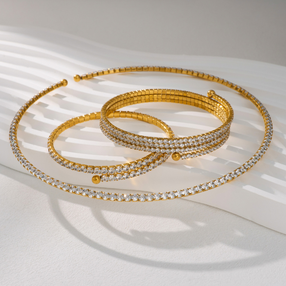 Hot Selling 18K PVD Gold Plated Stainless Steel Tarnish Free Elegant Cubic Zircon Tennis Chain Bracelet for Women Gift