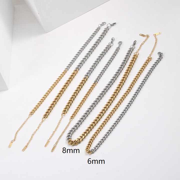 IVIAPRO Jewelry Trendy 18K Gold Plated Chunky Two Tone Gold and Silver Cuban Chain Stainless Steel Necklace