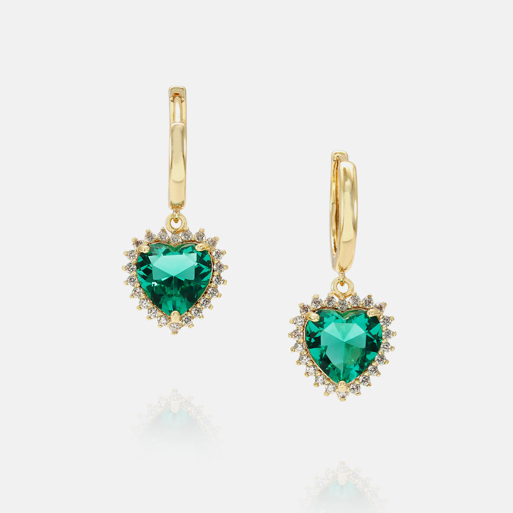 IVIAPRO Fashion Jewelry 18K Gold Plated Lovely Colorful Heart Hoop Earrings for Women