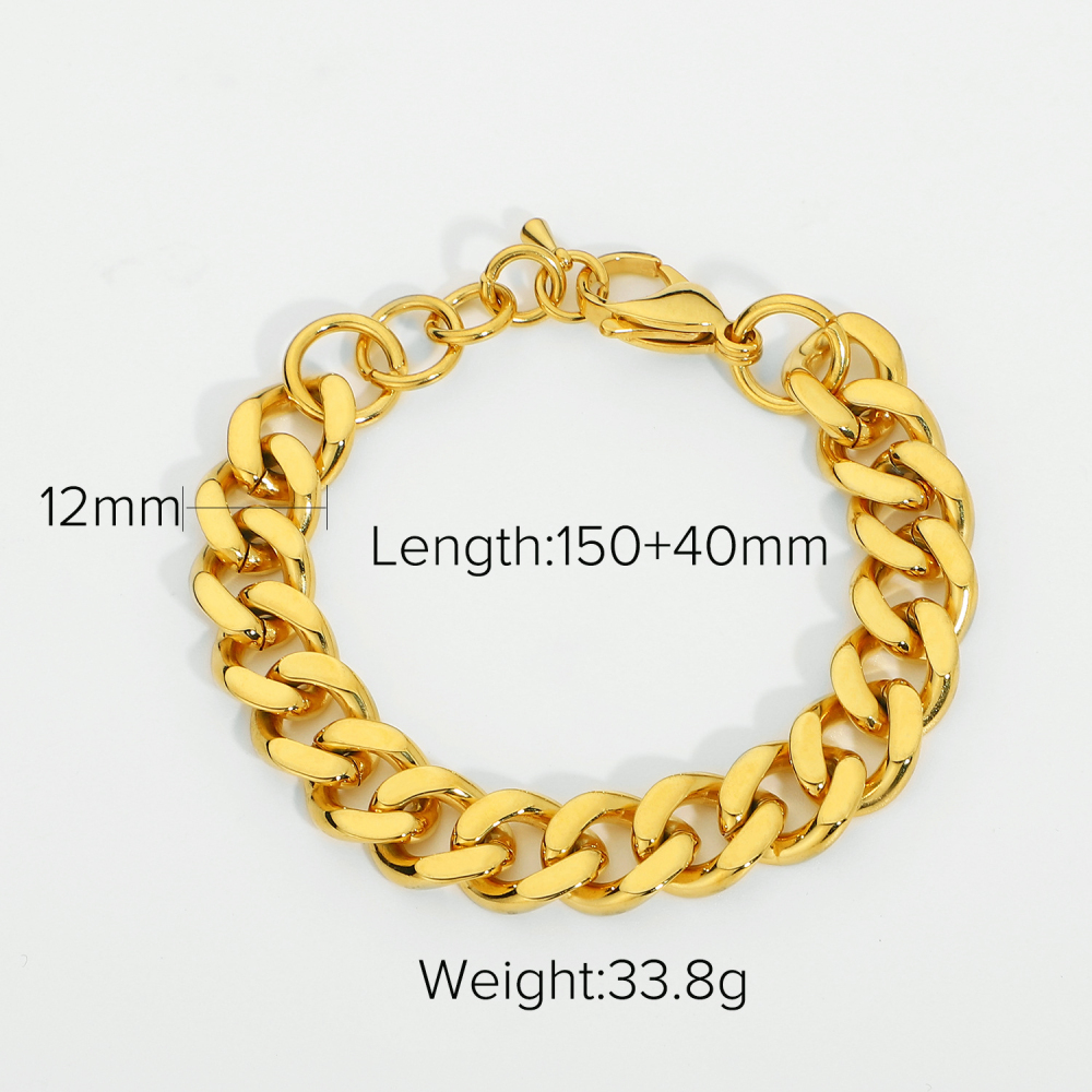 VIAPRO Fashion Jewelry Personalized 18K Gold Plated Stainless Steel Mens Women Chain Link Chain Cuban Bracelet