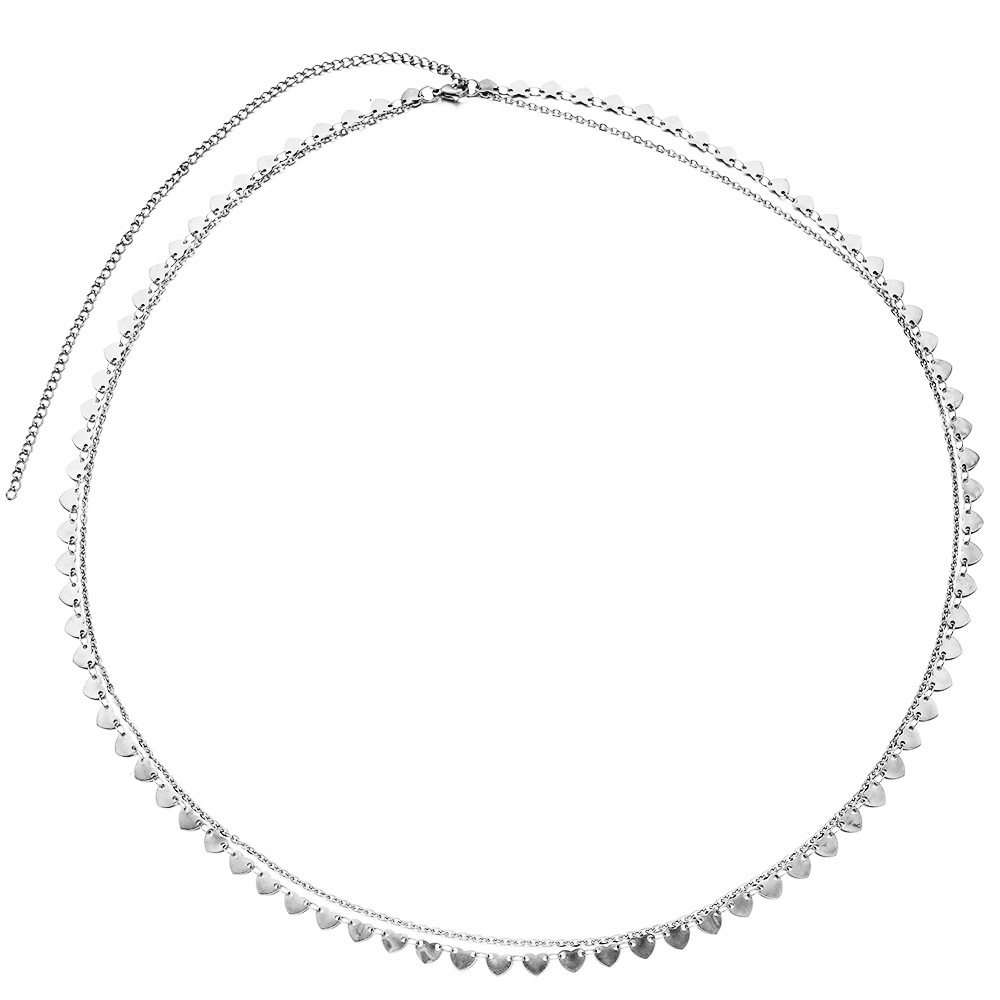 Fashion Stainless Steel Tarnish Free Sexy Bikini Women Panties Body Chain Two Layers Belly Chain Heart Waist Chain Body Jewelry