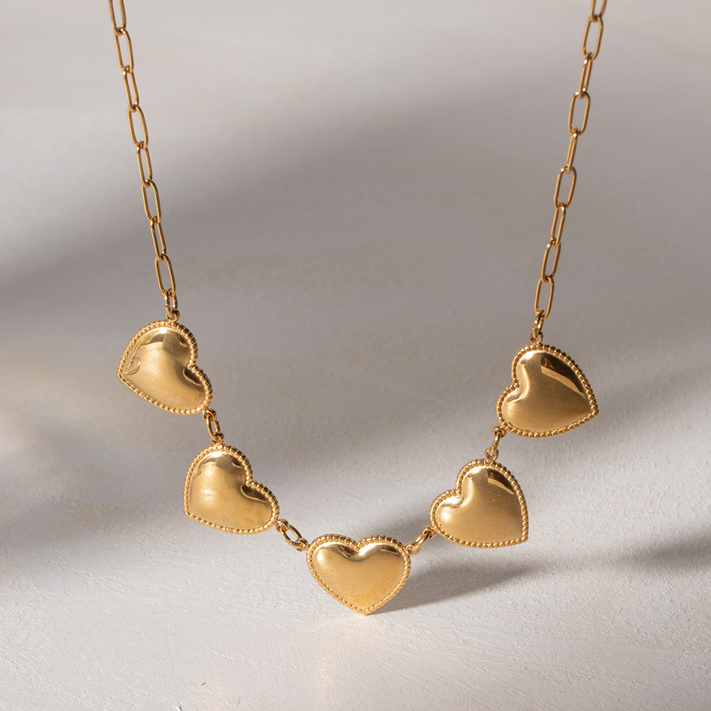 IVIAPRO New Trendy PVD 18K Gold Plated Tarnish Free Heart Pendant Necklace Stainless Steel Jewelry Wholesale