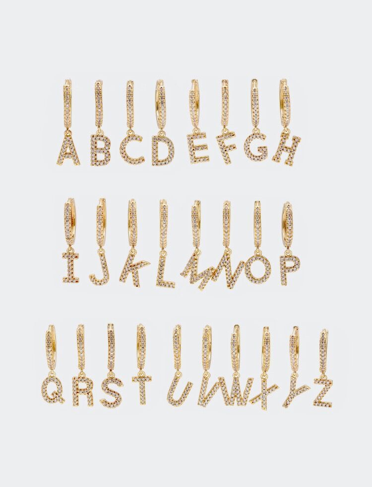 IVIAPRO Hot Selling 26 Letters Earrings 18K Gold Plated Alphabet Initial Letter Hoop Earrings for Gift