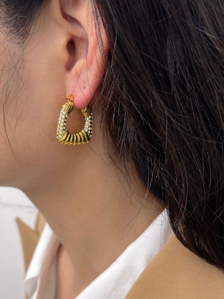 IVIAPRO Retro18K Gold Plated CZ Geometric Chunky Earrings