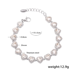 silver Clear heart bracelet