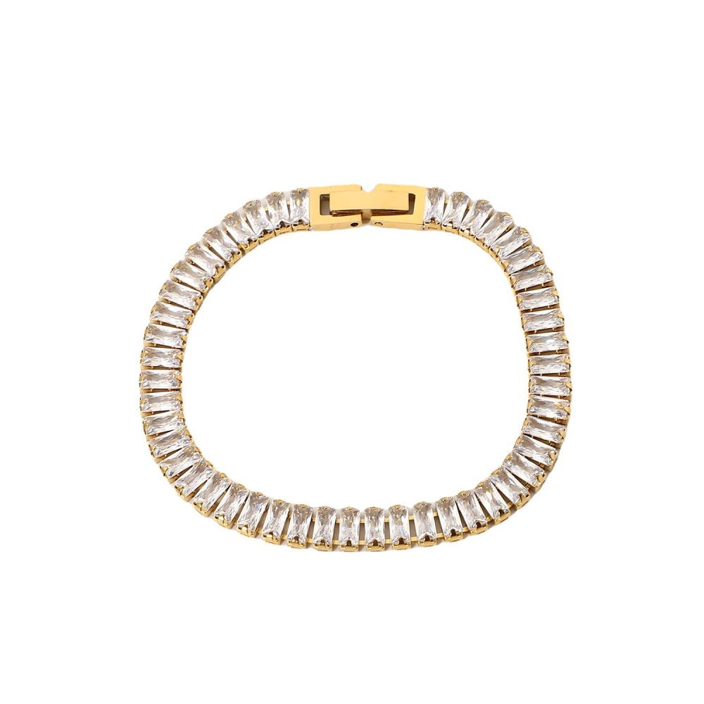IVIAPRO Jewelry New Arrival Luxury Non Tarnish & Waterproof Shiny Baguette Stainless Steel 18K Gold Plated Statement Necklace
