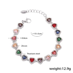 silver multi heart bracelet
