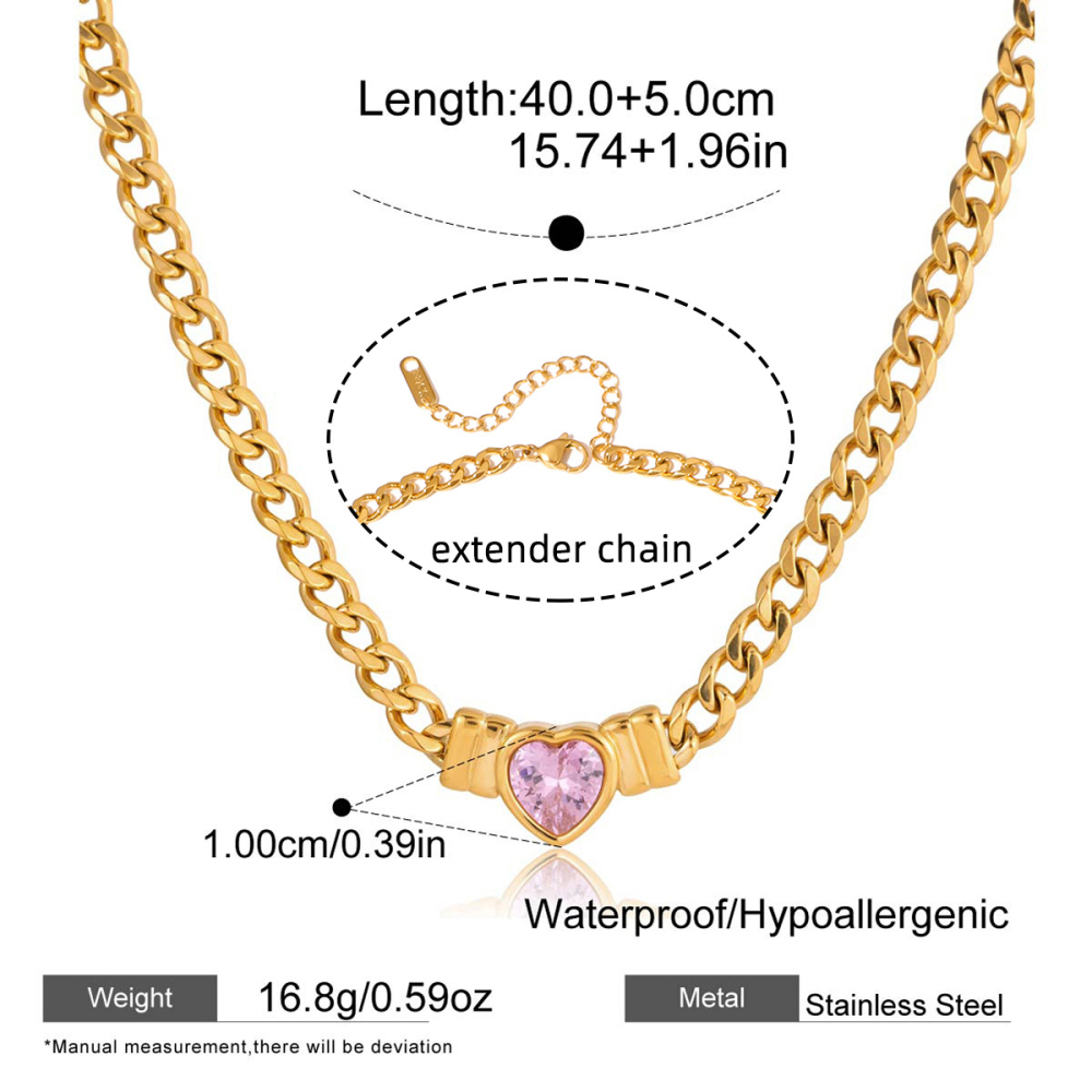 IVIAPRO Red Heart CZ Necklace Romantic Valentine's Gift