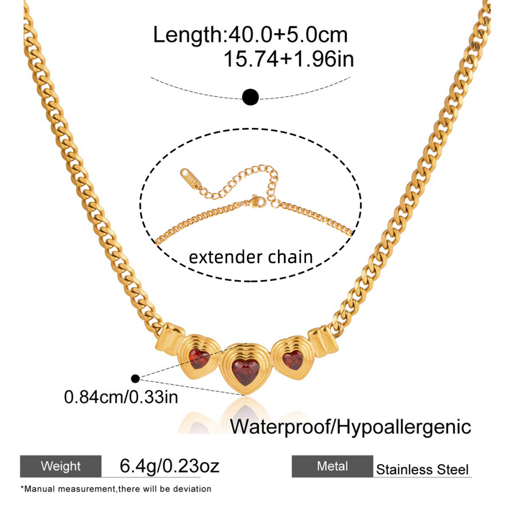IVIAPRO Red Heart CZ Necklace Romantic Valentine's Gift