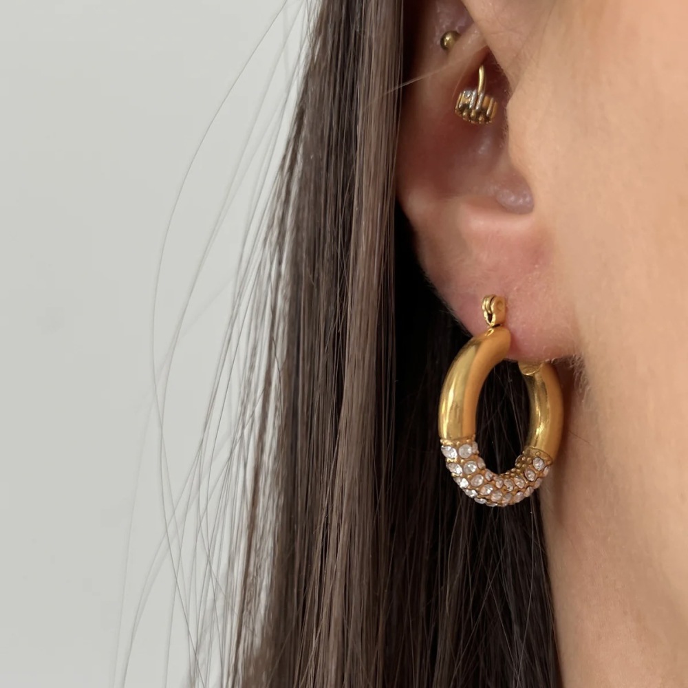 IVIAPRO Water Resistant Cubic Zircon Hoop Earrings
