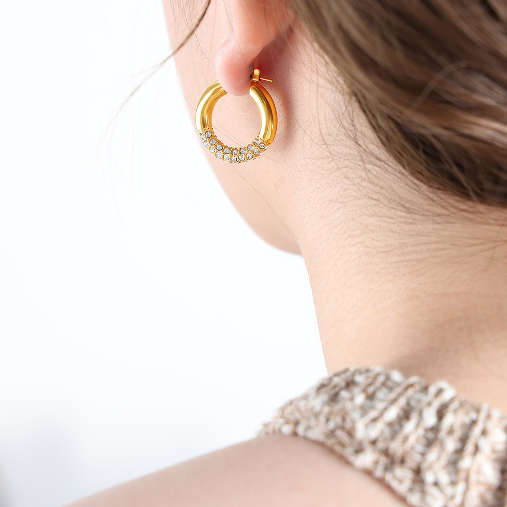 IVIAPRO Water Resistant Cubic Zircon Hoop Earrings