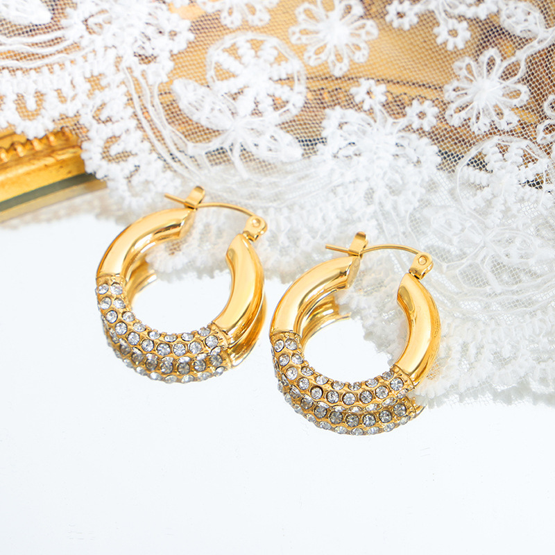IVIAPRO Water Resistant Cubic Zircon Hoop Earrings
