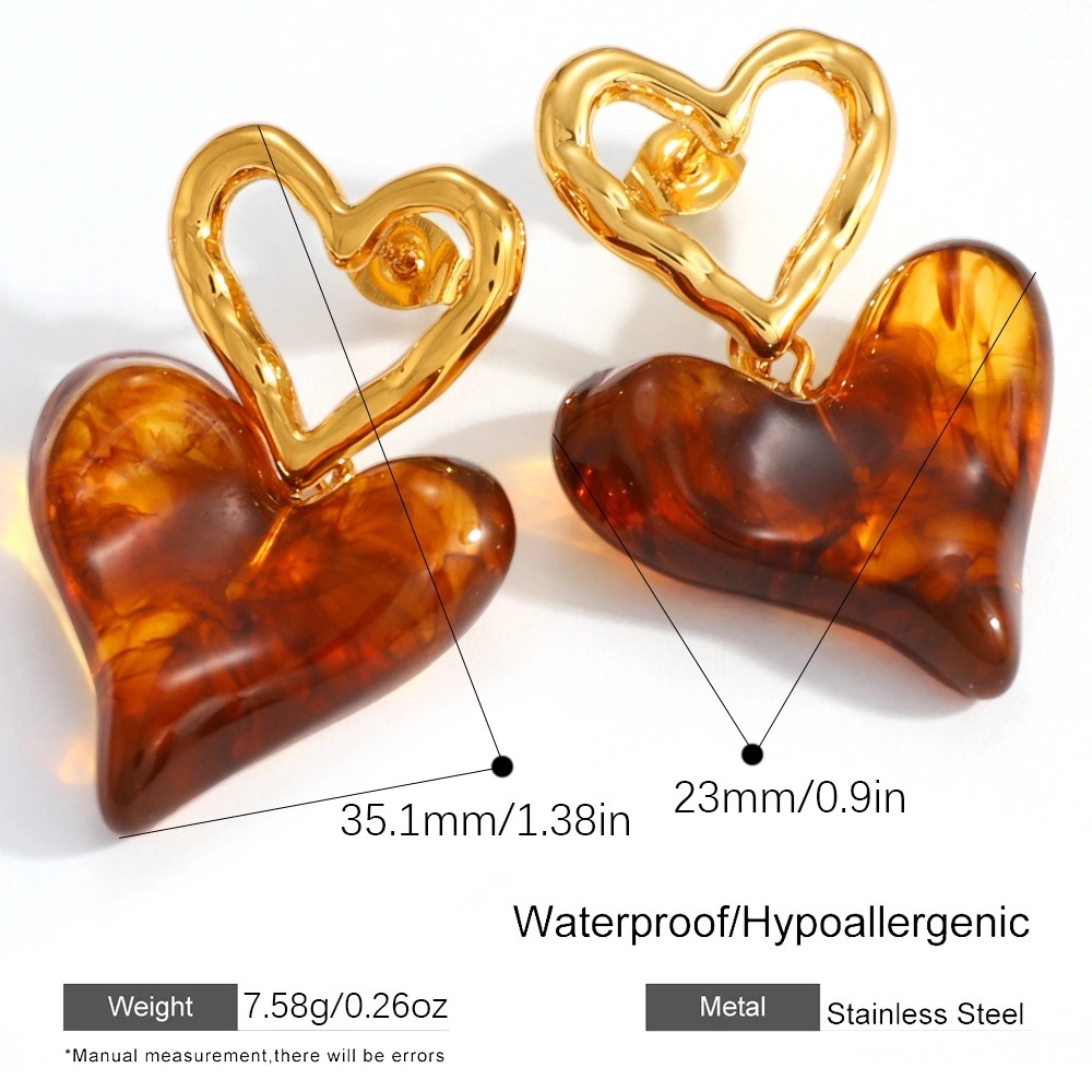 IVIAPRO Valentine's Gift Double Hearts Resin Heart Stud Earrings