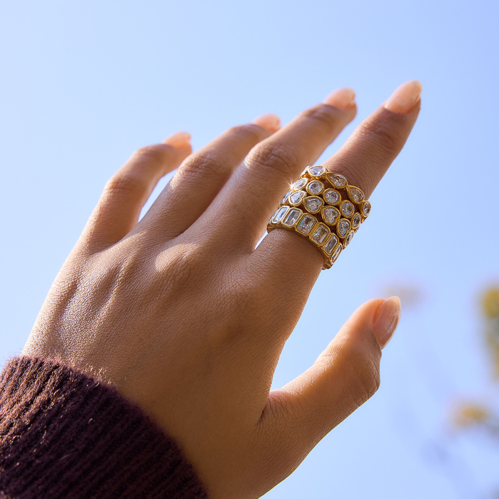 IVIAPRO Non-tarnish Cubic Zircon Geometric Engagement Rings