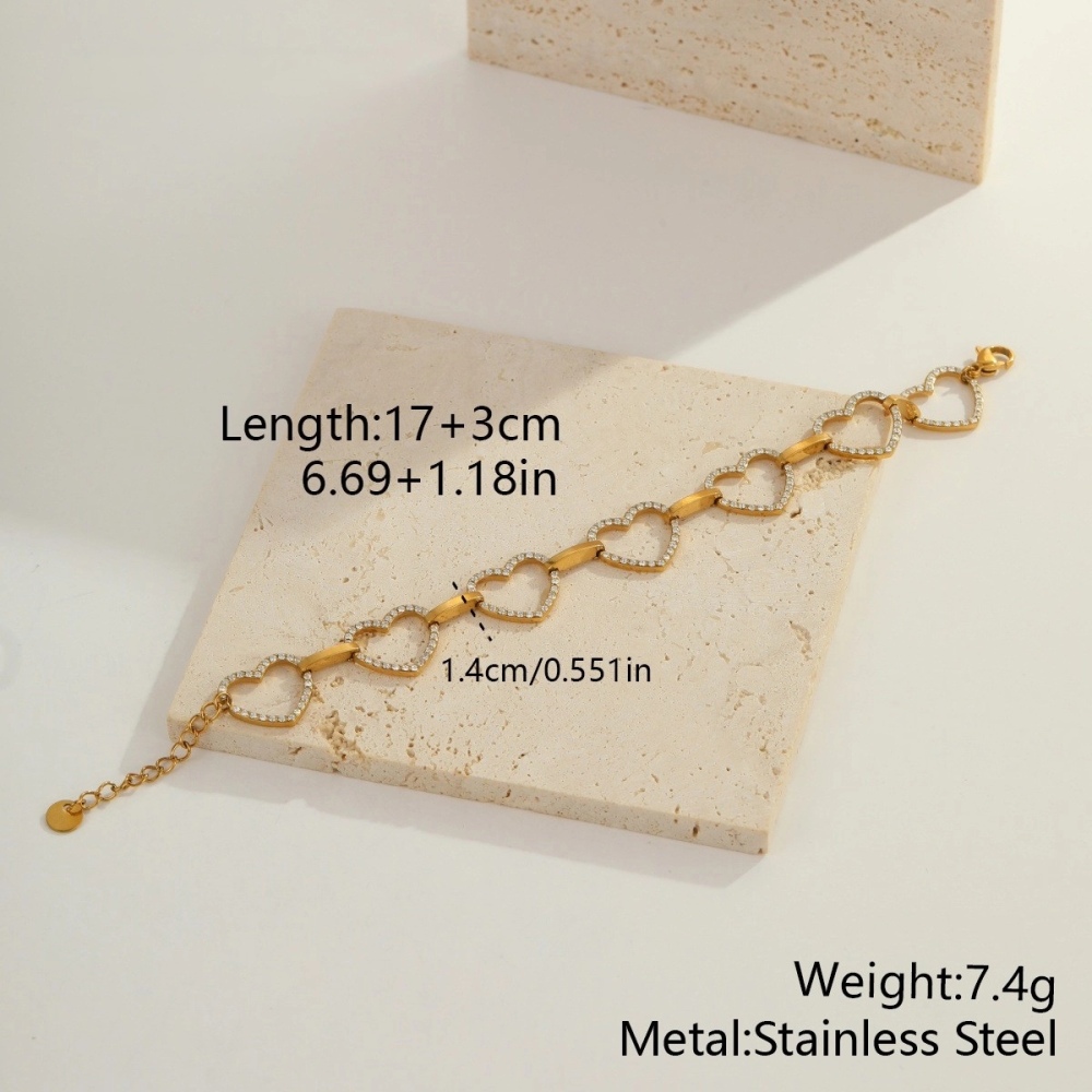 Valentine's Gift Elegant Tarnish Free CZ Heart Bracelets