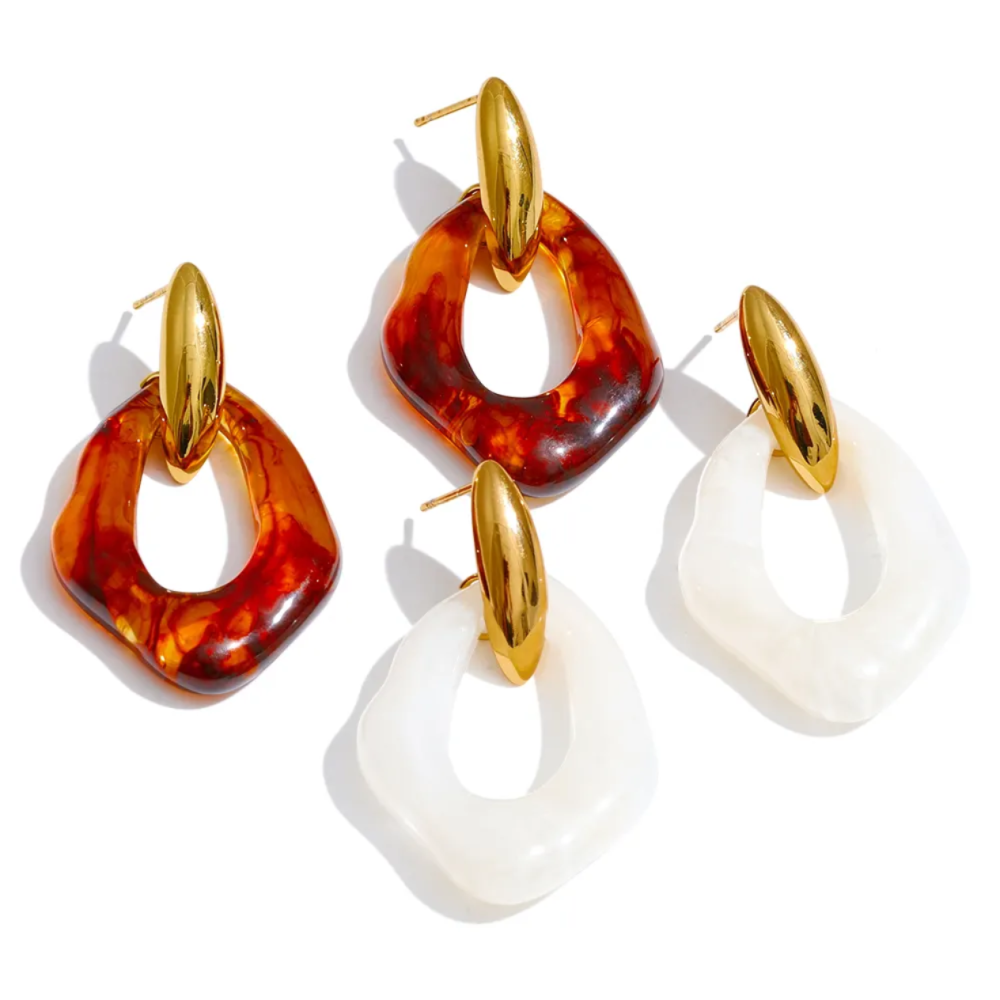 IVIAPRO Non- tarnish Vintage Resin Stud Earrings