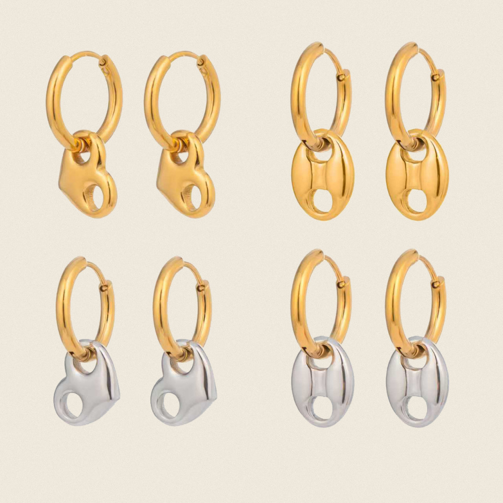 Tarnish Free Heart Pig Nose Shaped Hoop Earrings