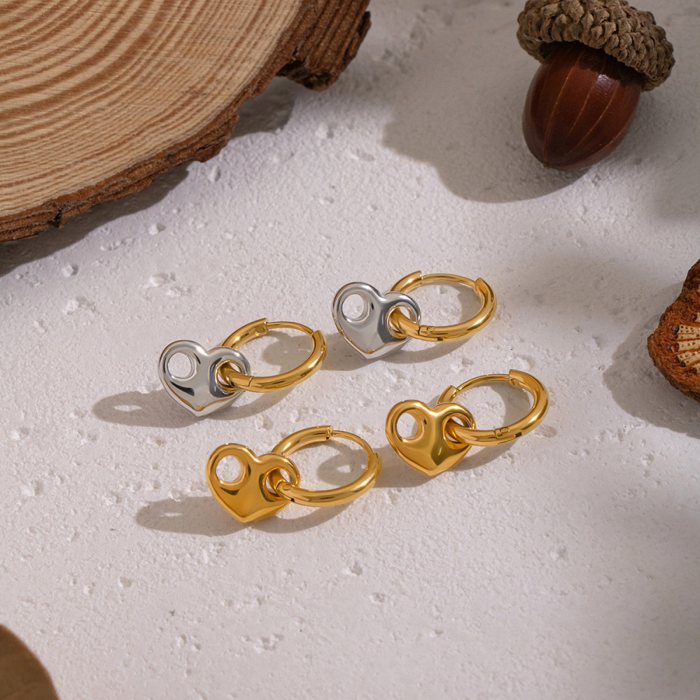 Tarnish Free Heart Pig Nose Shaped Hoop Earrings