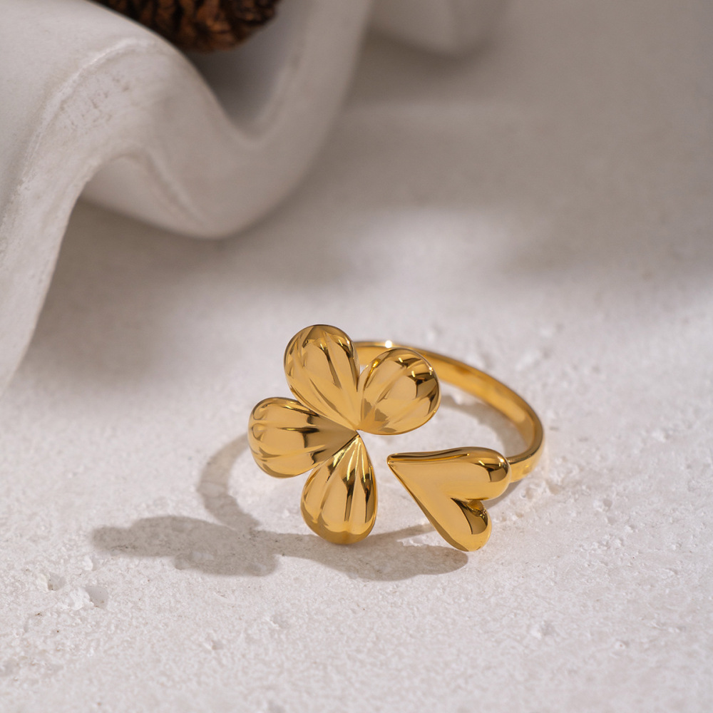 Valentine's Gift Geometric Flower Heart Ring