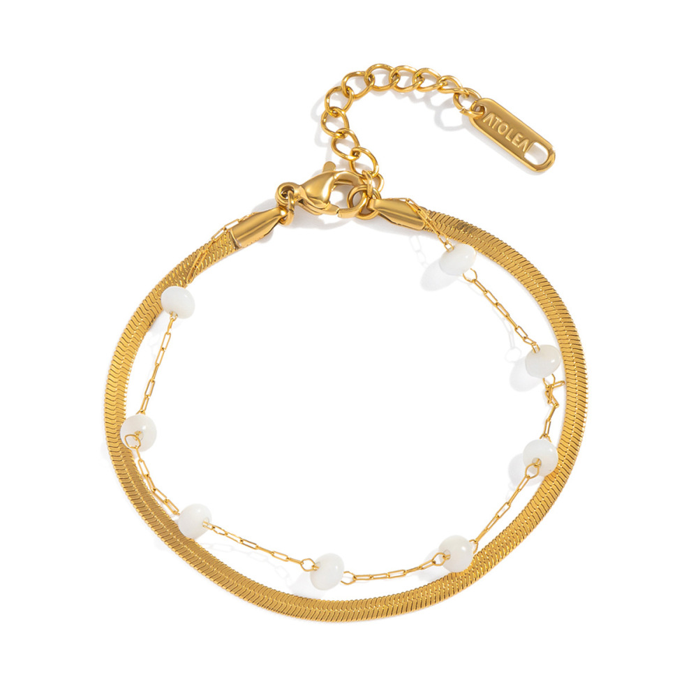 IVIAPRO Two Layers Snake Chain Natural Stone Bracelets