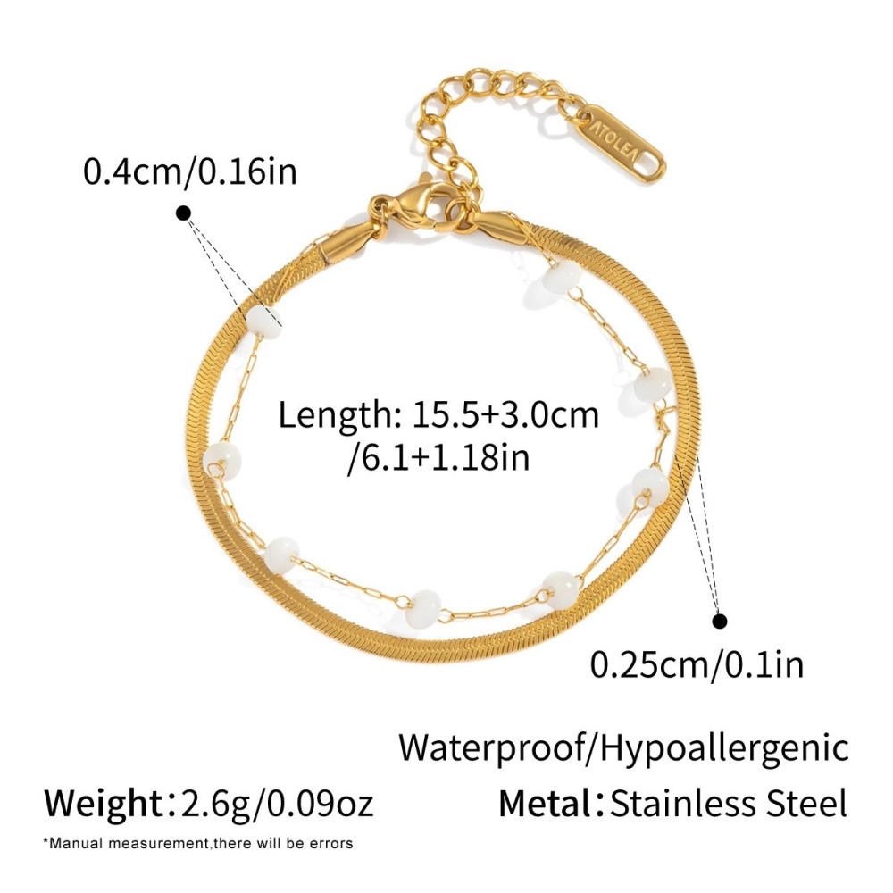 IVIAPRO Two Layers Snake Chain Natural Stone Bracelets