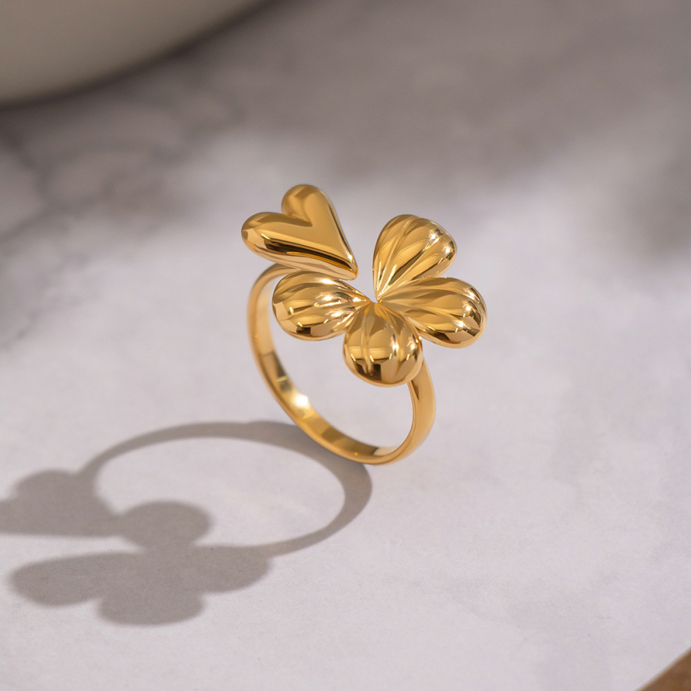 Valentine's Gift Geometric Flower Heart Ring