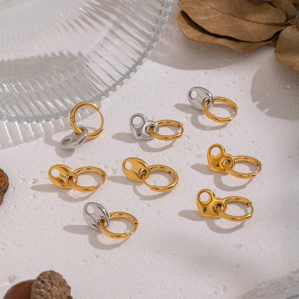Tarnish Free Heart Pig Nose Shaped Hoop Earrings