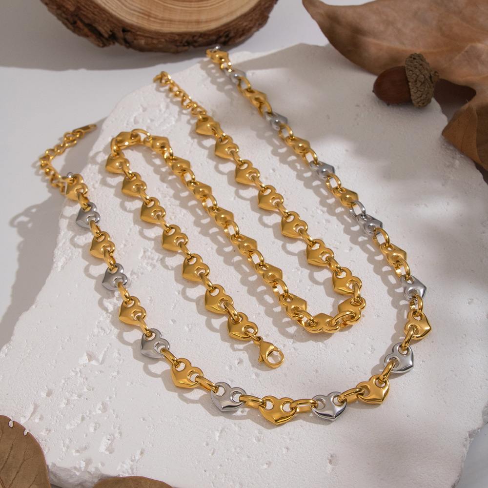 Valentine's Gift Heart Pig Nose Link Chain Necklace