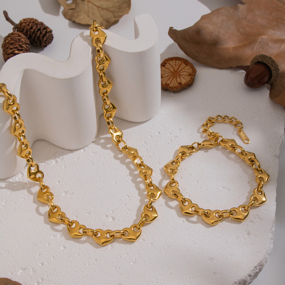 Valentine's Gift Heart Pig Nose Chain Link Bracelets