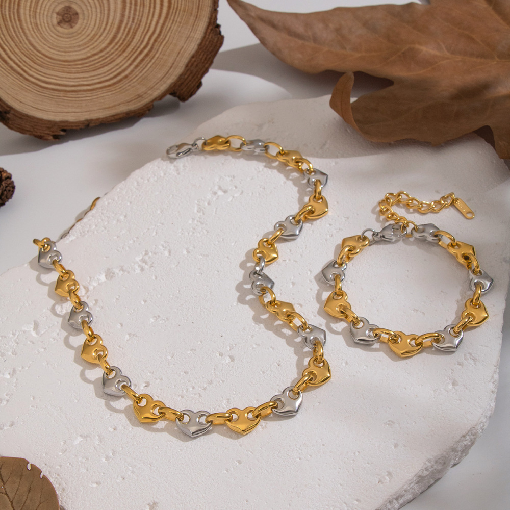 Valentine's Gift Heart Pig Nose Link Chain Necklace