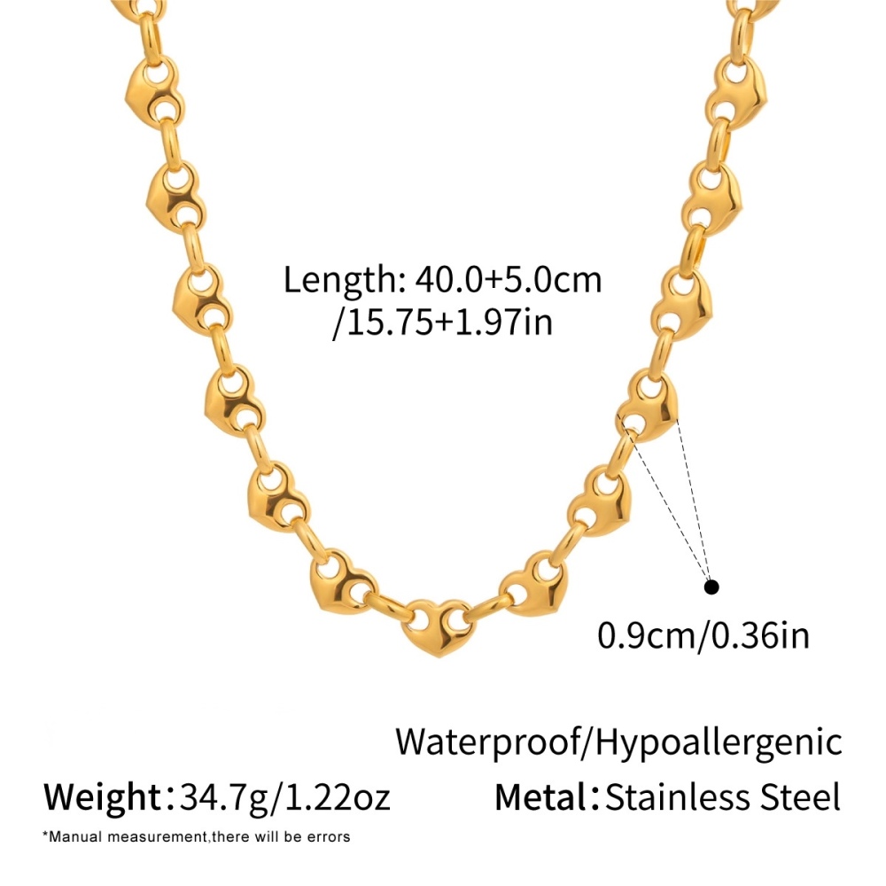 Valentine's Gift Heart Pig Nose Link Chain Necklace