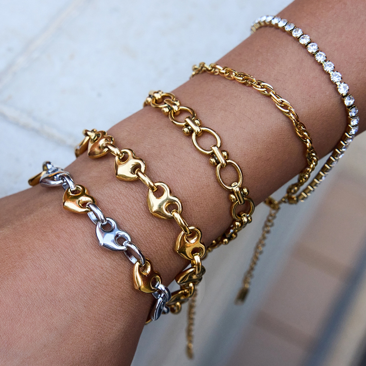 Waterproof Jewelry Wholesale Valentine's Gift Heart Pig Nose Link Chain Bracelets