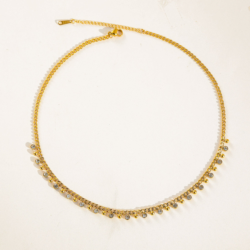 IVIAPRO Small Balls Pendant CZ Choker Necklace