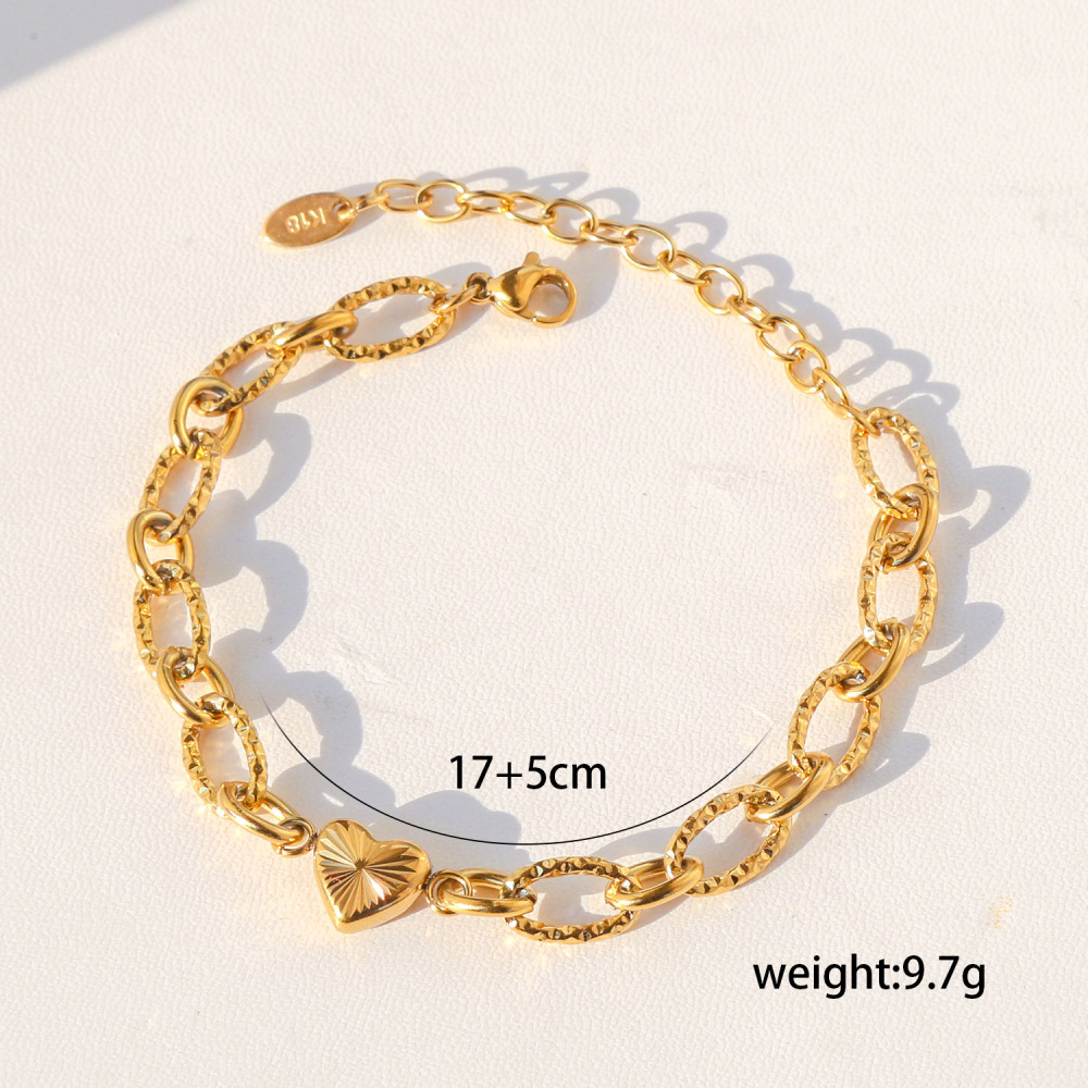 IVIAPRO Valentine's Gift Tarnish Free Embossing Chain Heart Bracelet
