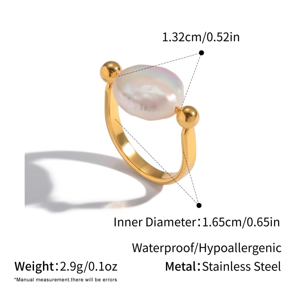 IVIAPRO Natural Baroque Pearl U Shaped Ring