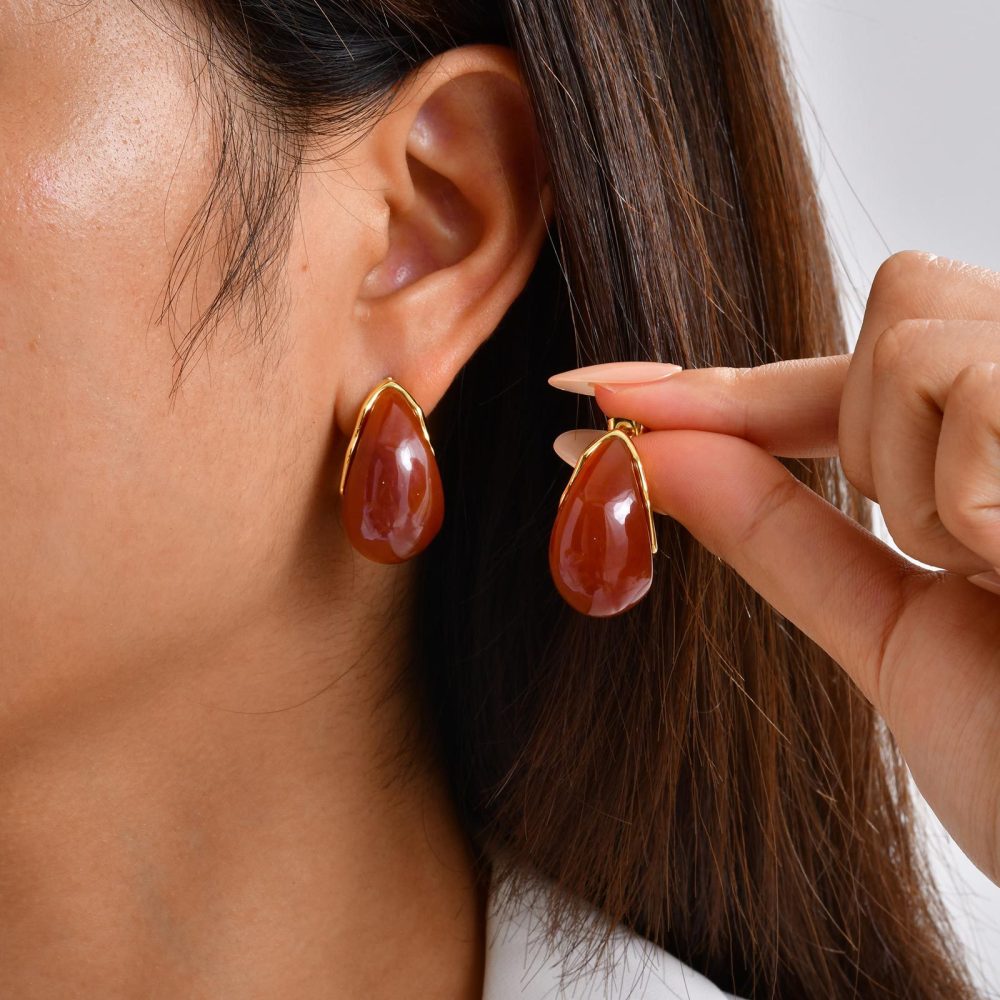 IVIAPRO Hypoallergenic Resin Water Drop Stud Earrings