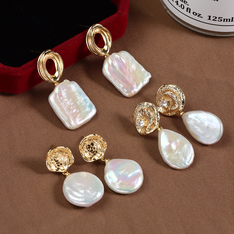 Natural Freshwater Baroque Pearl Drop Earrings