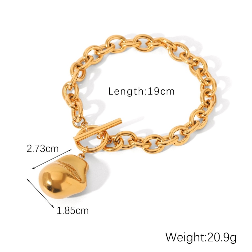IVIAPRO OT Clasp Baroque Pendant Chain Bracelet