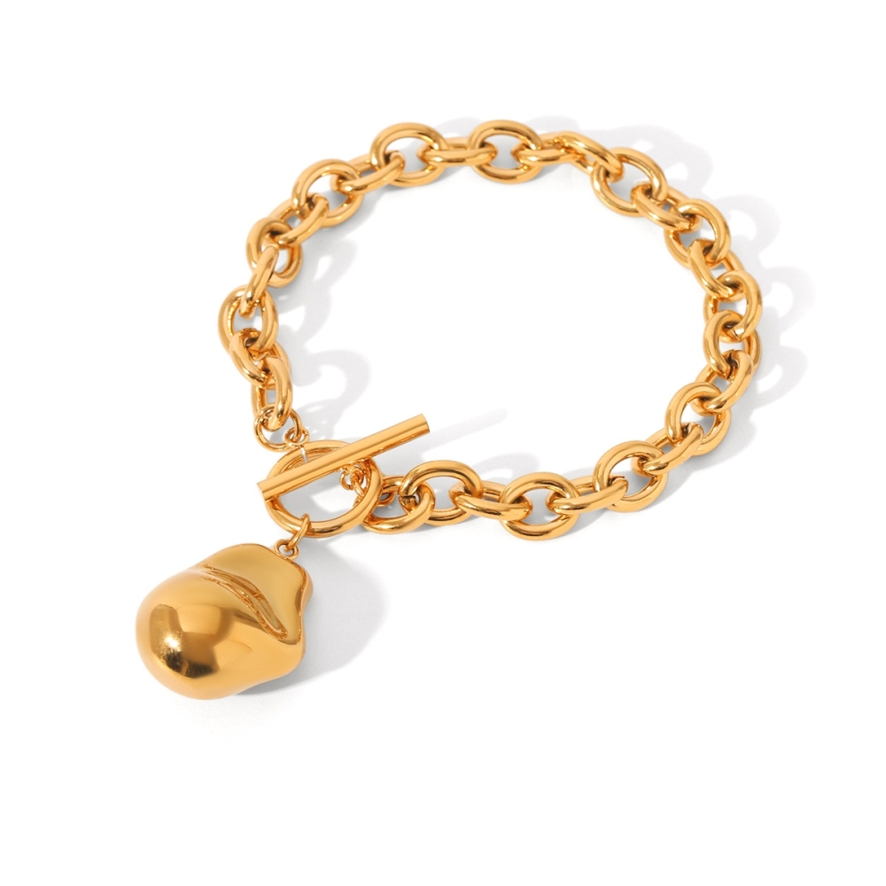 IVIAPRO OT Clasp Baroque Pendant Chain Bracelet